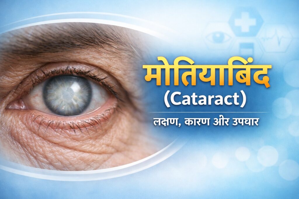 Cataract eye with medical information