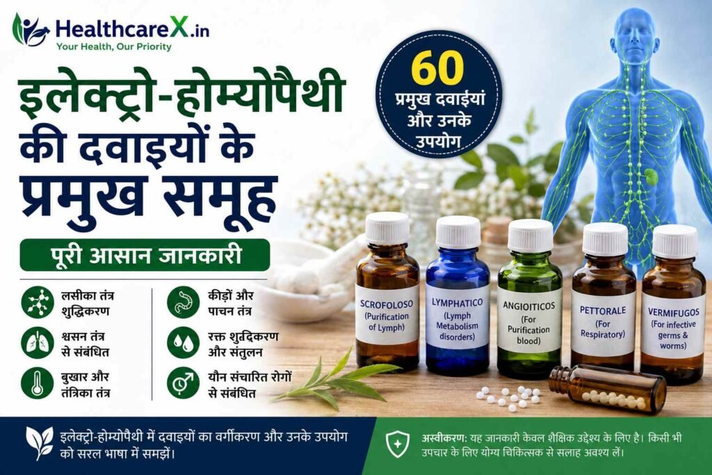 इलेक्ट्रो-होम्योपैथी की दवाइयों के प्रमुख समूह